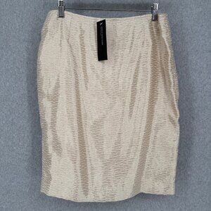 Jones New York Pencil Skirt Size 8 Gold Cream Textured Office Business NEW